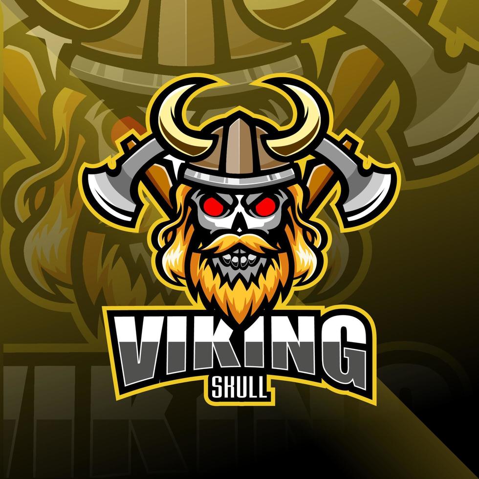 Viking head esport mascot logo vector