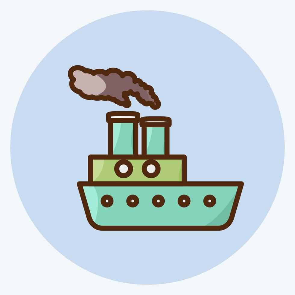 icono de barco de vapor. adecuado para el símbolo de la educación. estilo plano diseño simple editable. vector de plantilla de diseño. ilustración sencilla