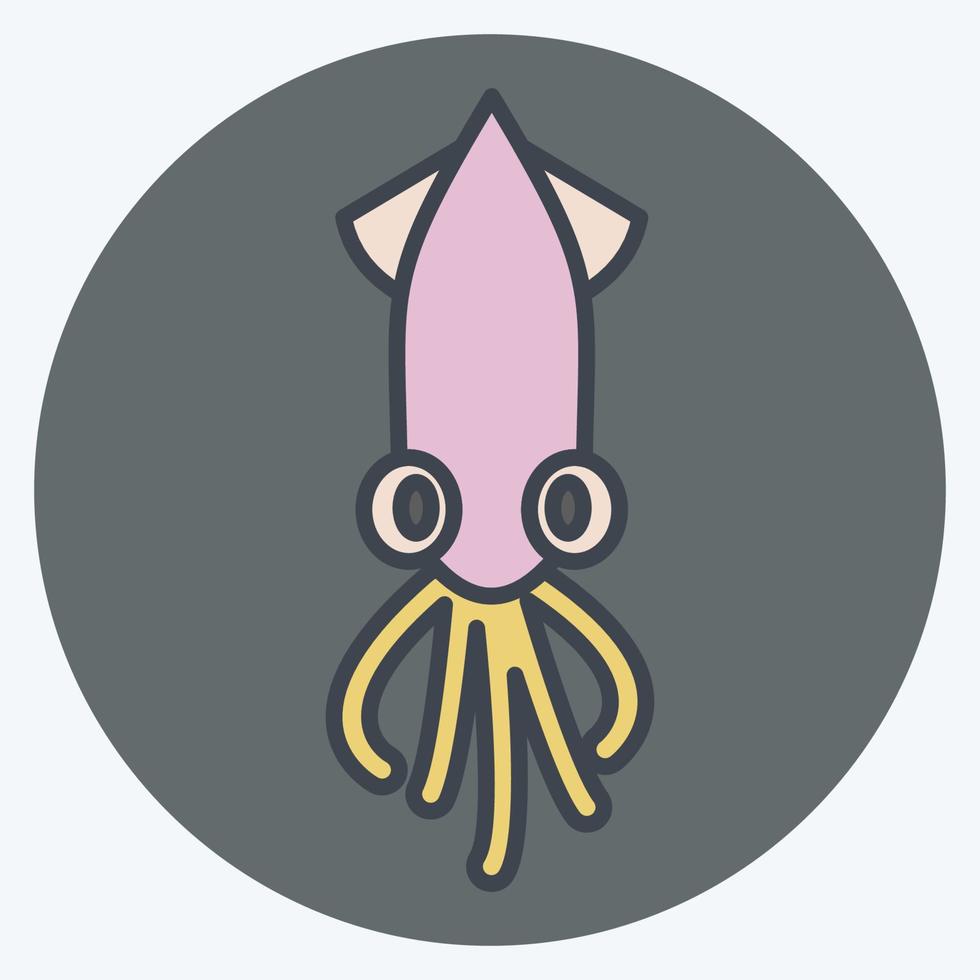 Icon Squid. suitable for Meat. color mate style. simple design editable. design template vector. simple illustration vector