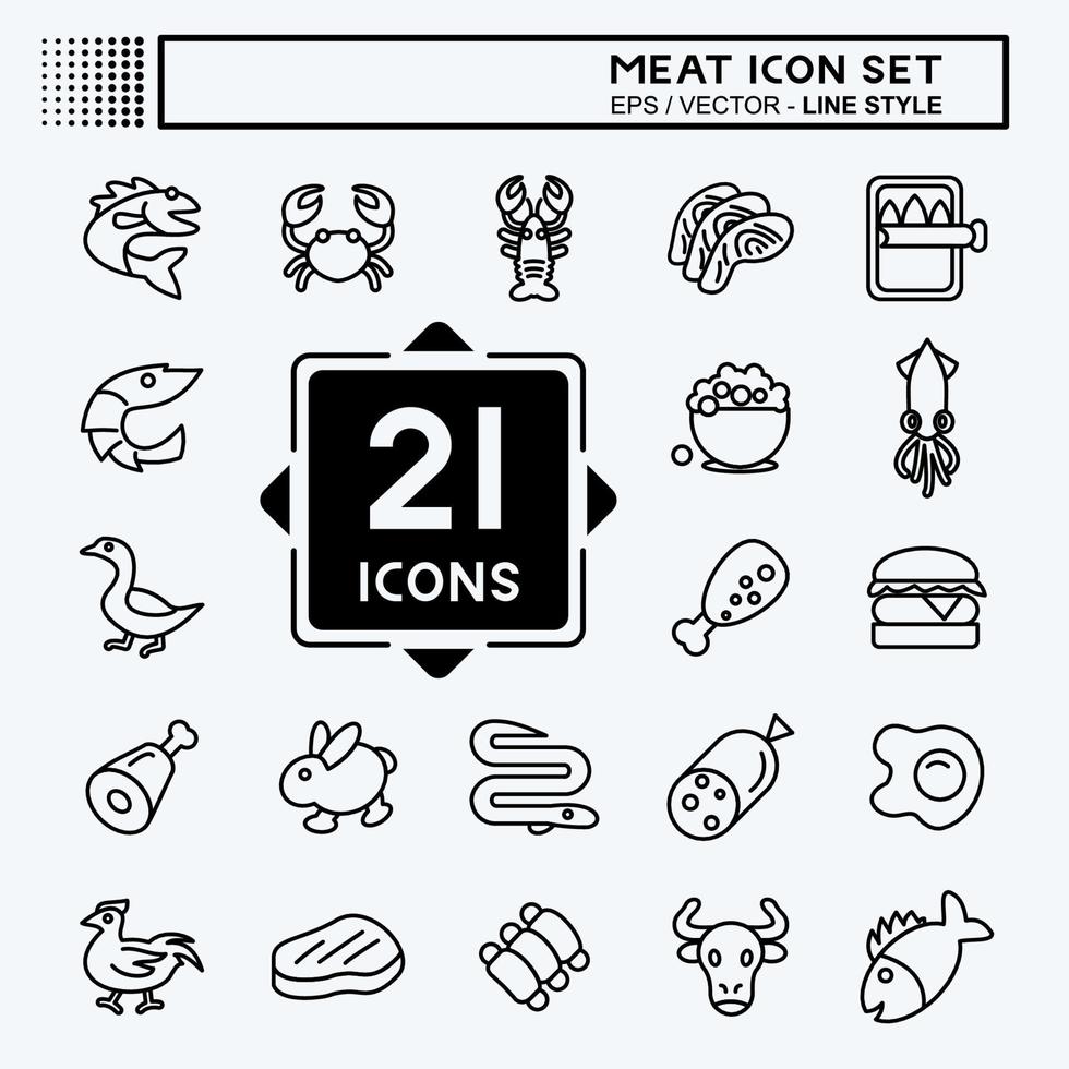 conjunto de iconos de carne. adecuado para la comida. estilo de línea diseño simple editable. vector de plantilla de diseño. ilustración sencilla