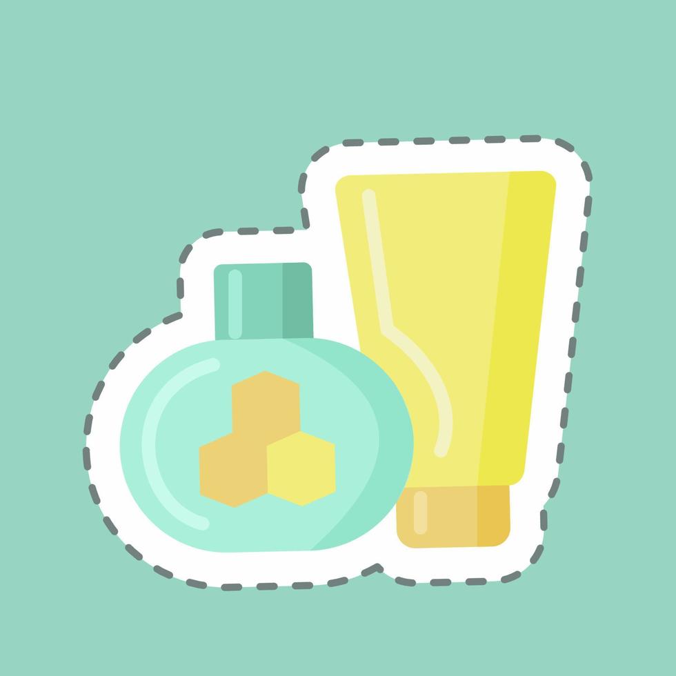 Sticker line cut Bee Products. suitable for Bee Farm. simple design editable. design template vector. simple illustration vector