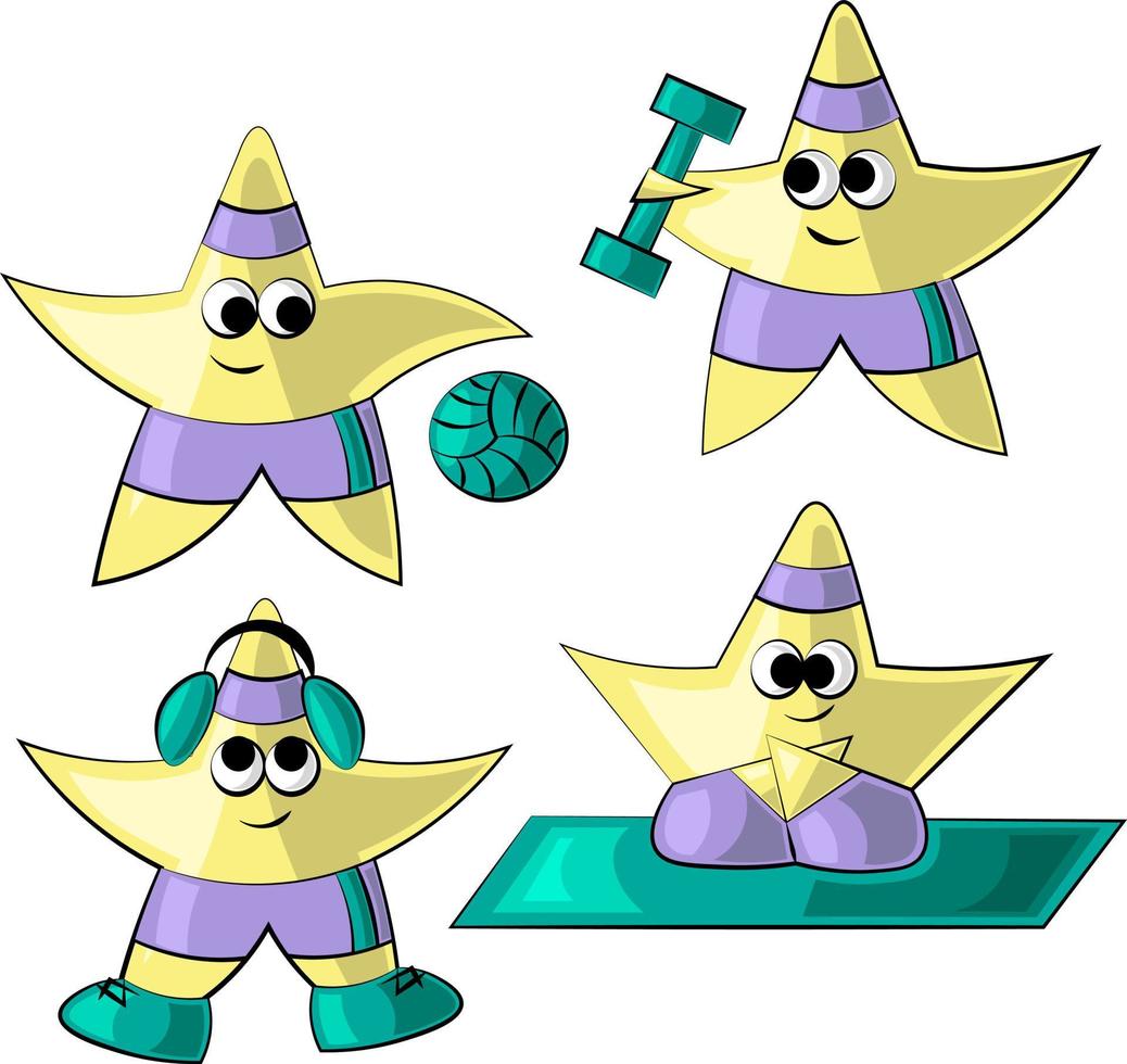 Cartoon cute stars for a healthy lifestyle vector