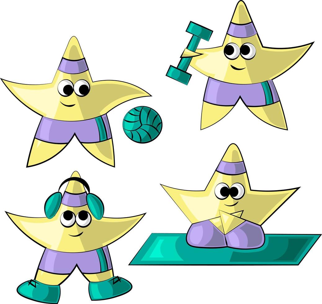 estrellas lindas de dibujos animados para un estilo de vida saludable vector