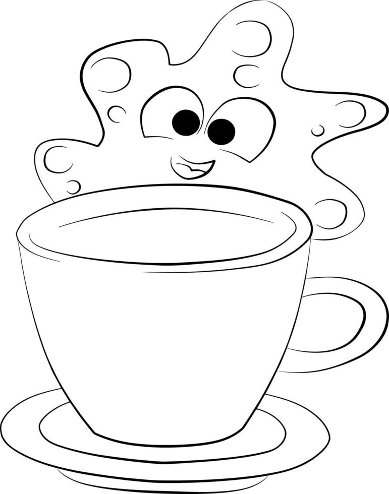 ameba y taza de café en blanco y negro vector