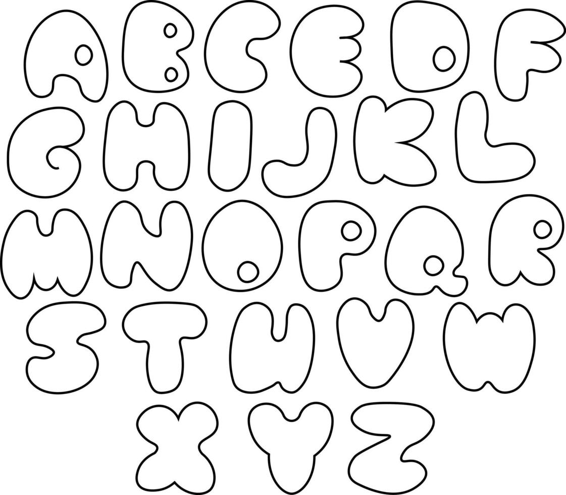 Pot bellied volumetric alphabet in black and white vector