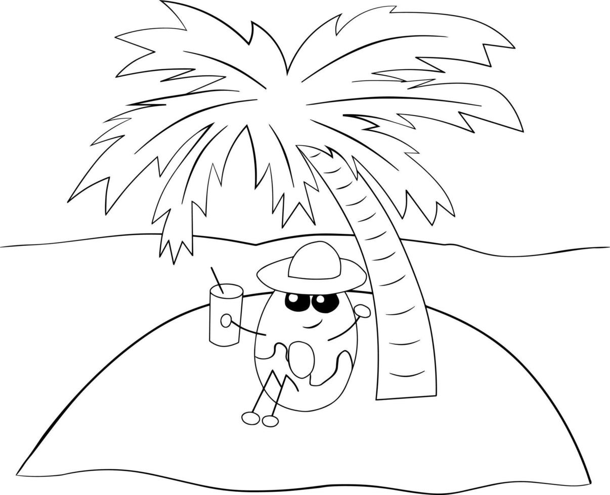 Donut on the beach in black and white vector