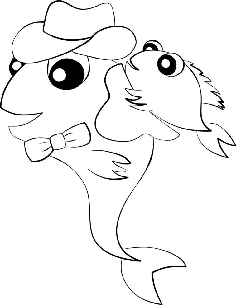 Fish in the image of a Cowboy in black and white vector