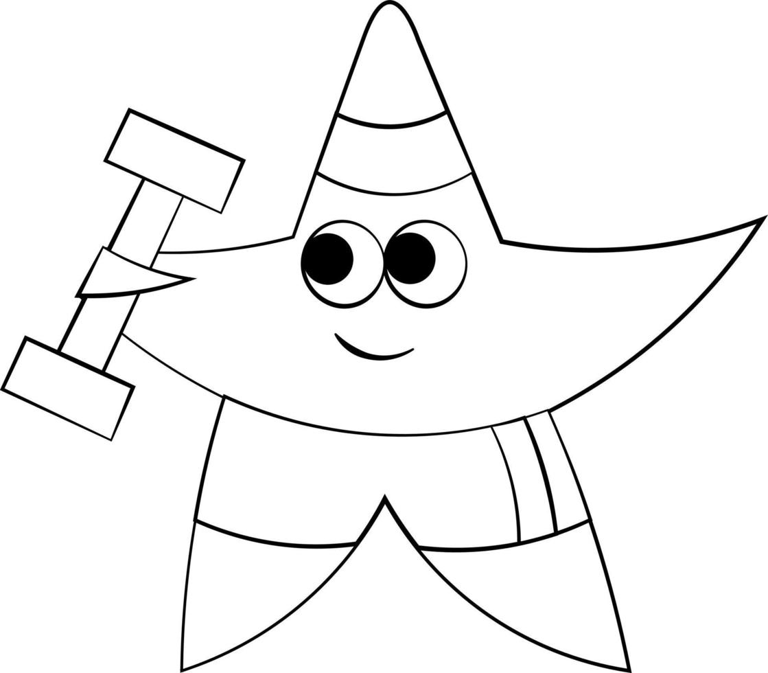Star and dumbbell in black and white vector
