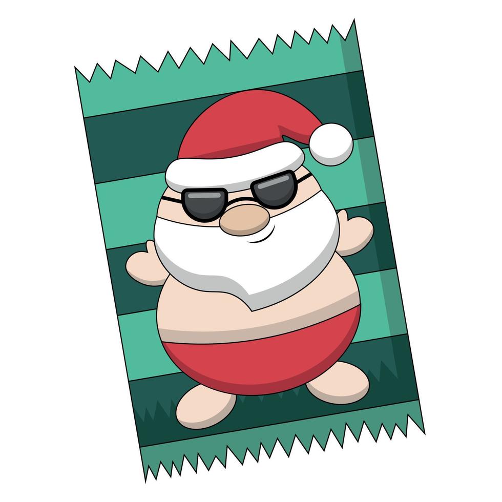 Summer Santa under beach blanket. Draw illustration in color vector