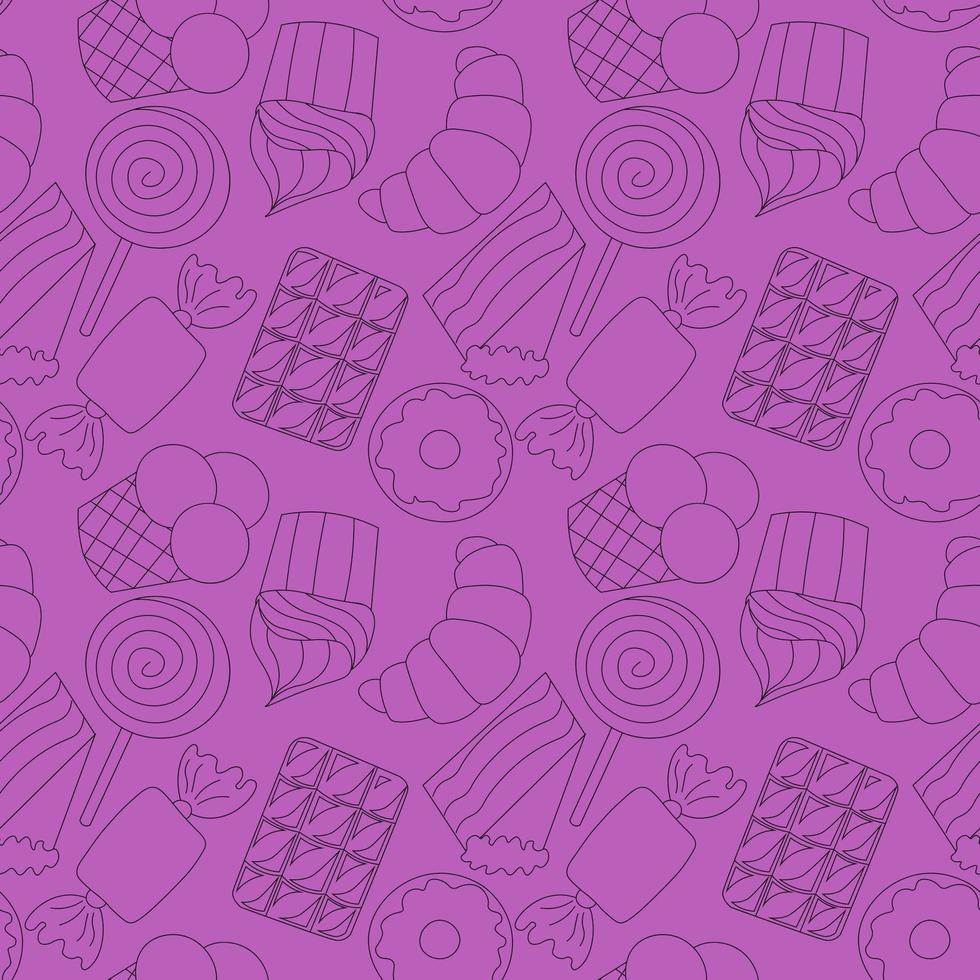 Seamless vector pattern with sweet tasty food