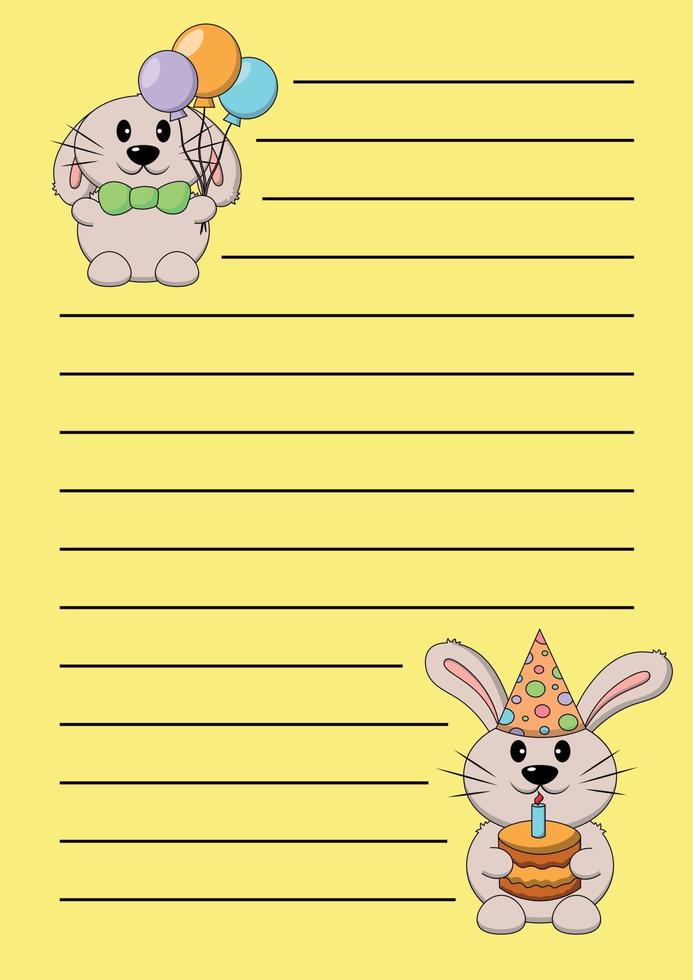 Cheek list with Cute cartoon Rabbit with celebrations cake and hat vector