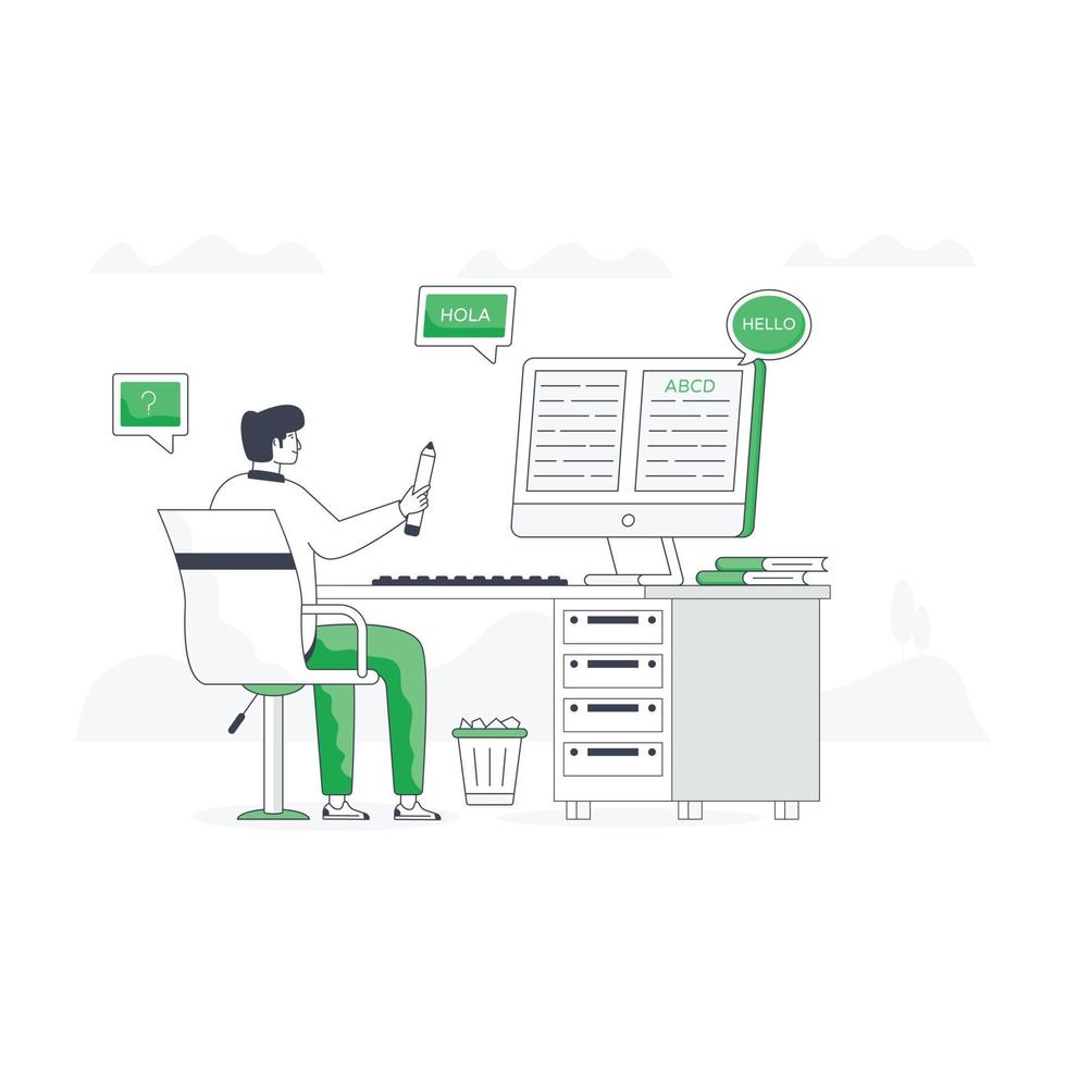 Character illustration of language translation vector