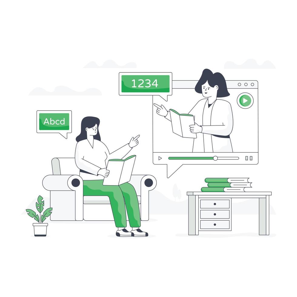 A flat illustration of online teacher vector