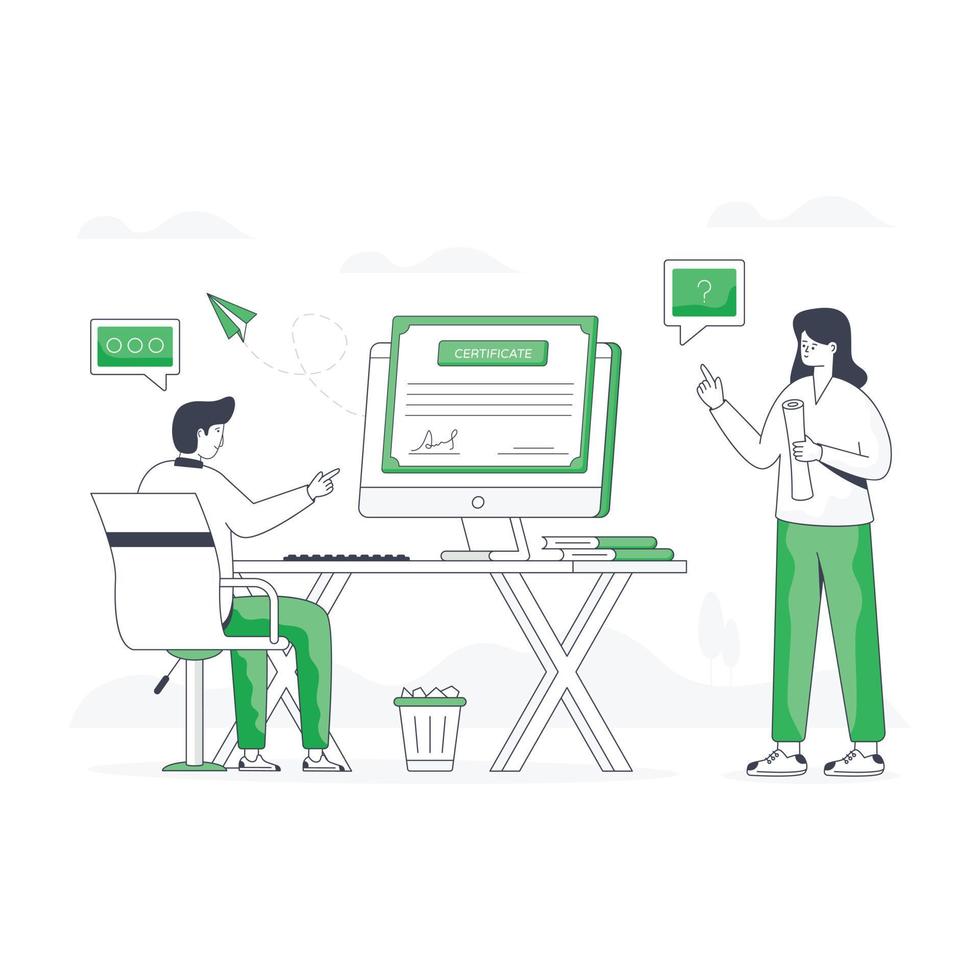 Flat modern illustration of online certificate vector