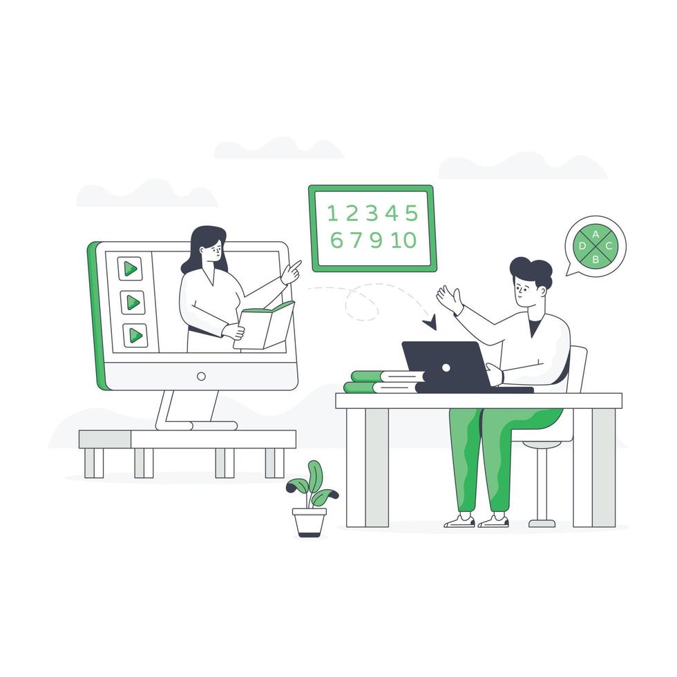 Online courses, flat editable vector download