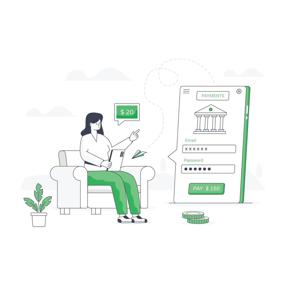 A flat modern illustration of mobile banking vector