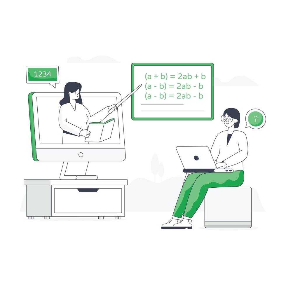 An online class flat vector illustration