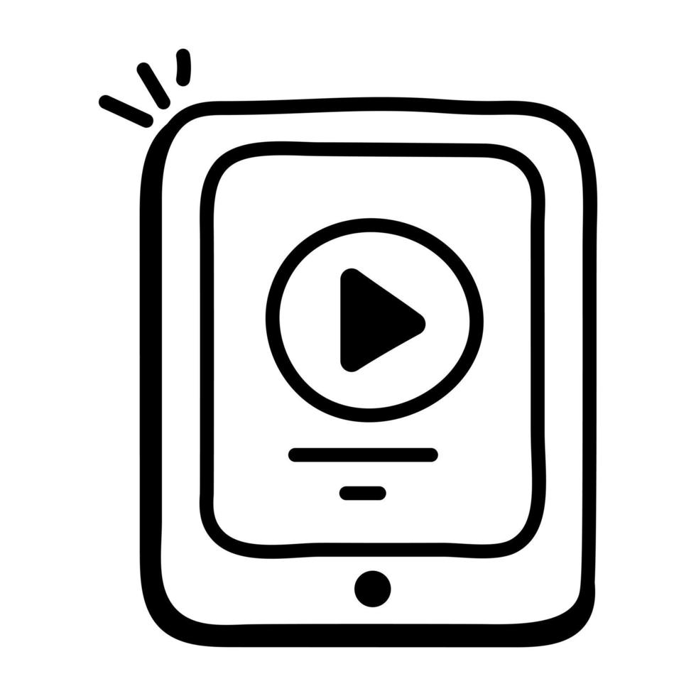 An icon  of video player doodle vector