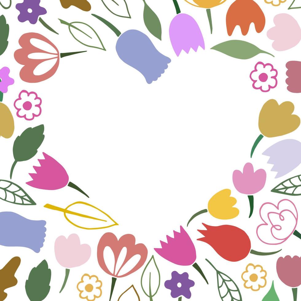 Cute heart frame made of flowers vector