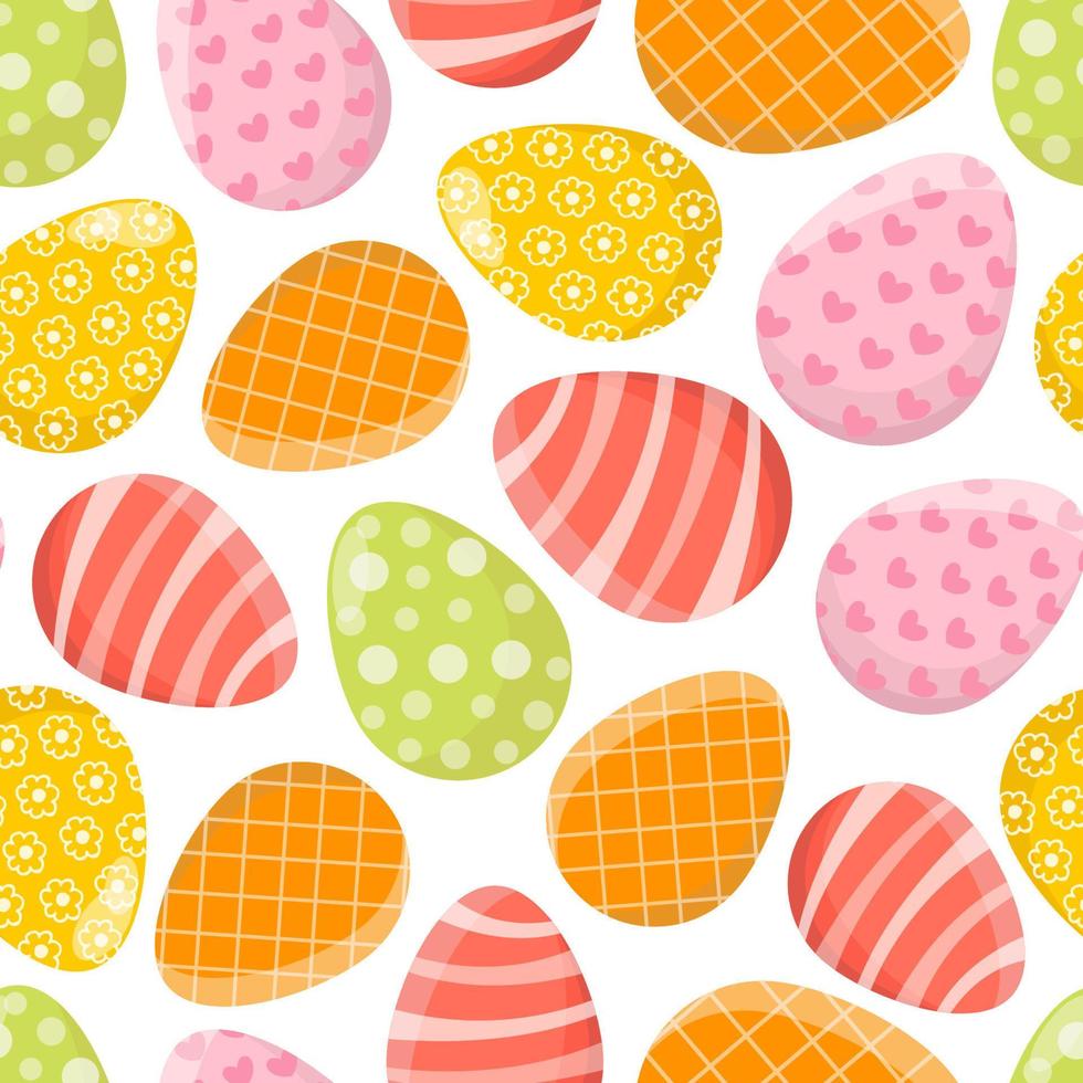 Seamless pattern of eggs. Bright eggs on white background. Easter print vector
