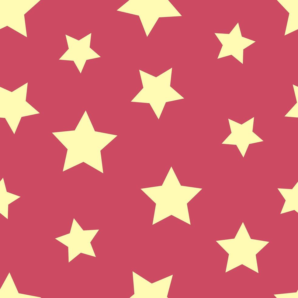 Simple seamless star pattern. Digital scrap paper. Yellow stars on pink background vector