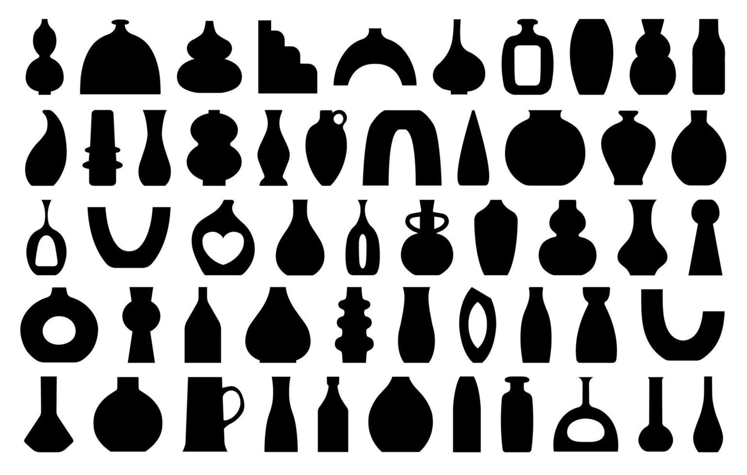 Modern collectoin ceramic boho vases vector