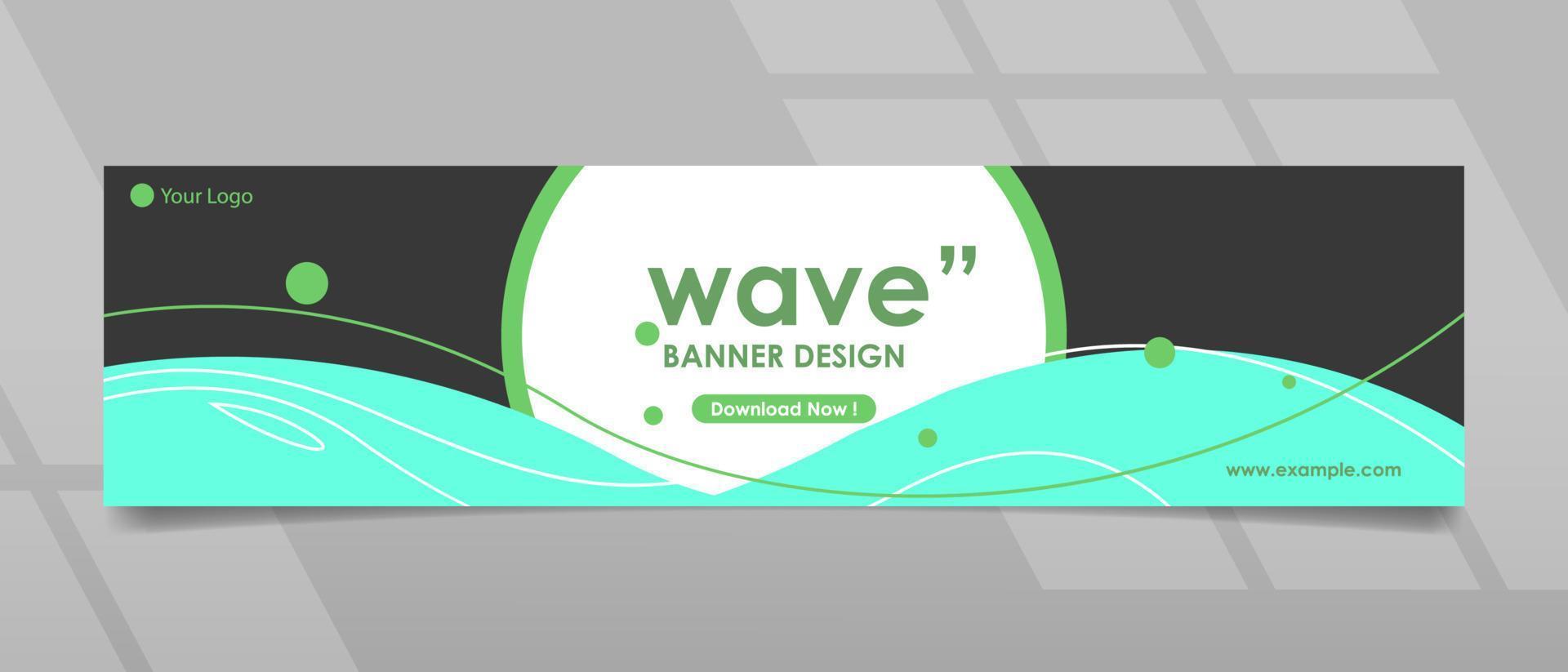 Teal Colored Wave Concept Black Background Banner Template vector