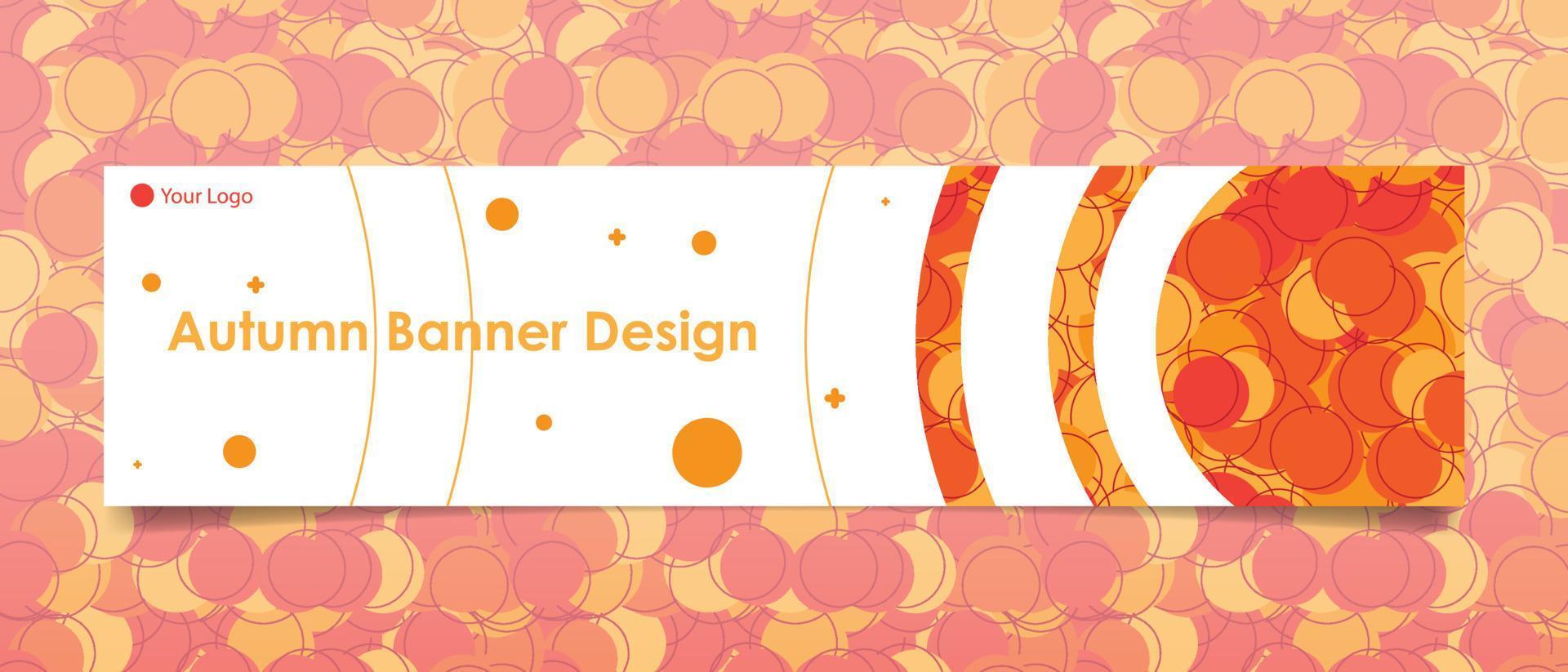 plantilla de banner de patrón de rondas de otoño naranja vector