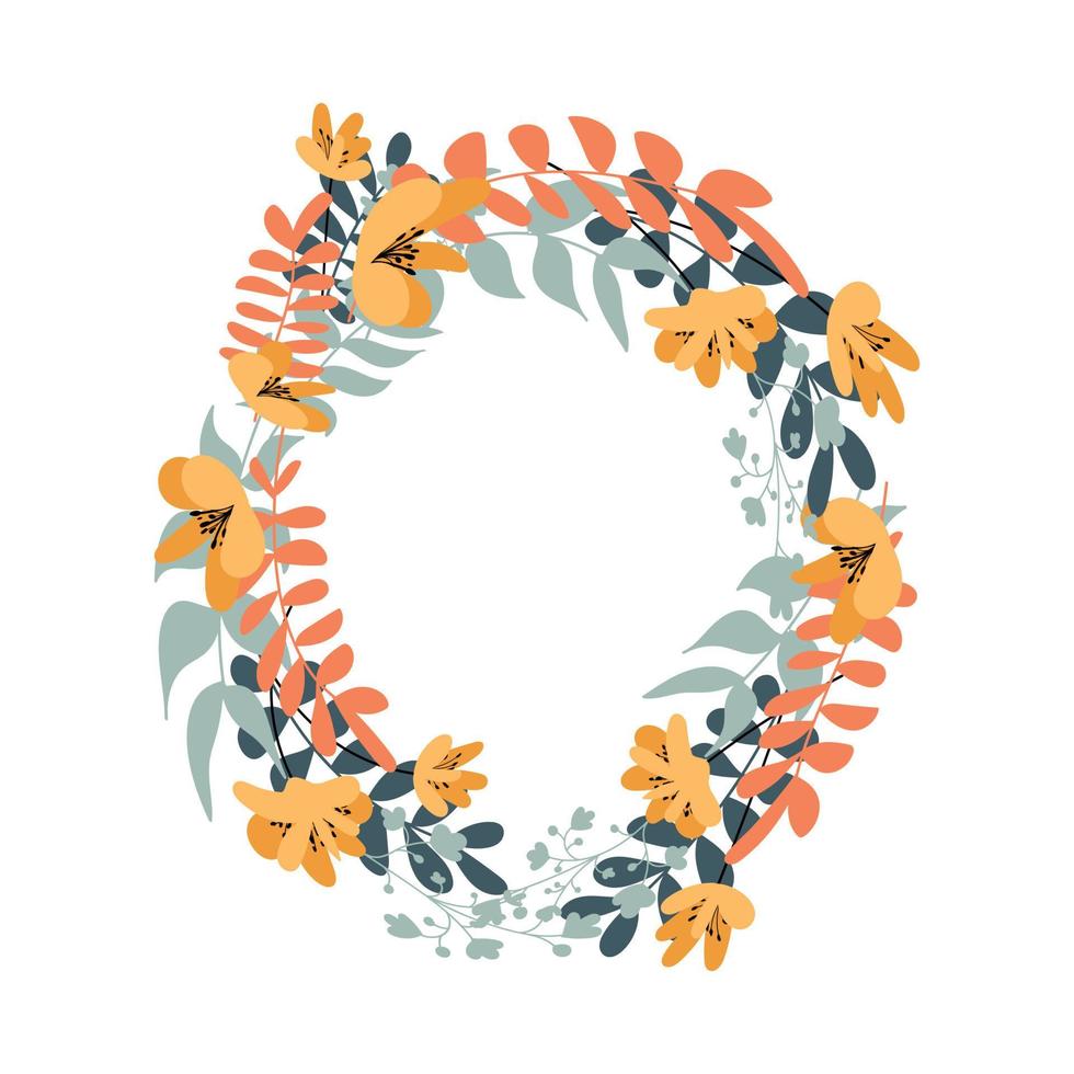 Flower circle frame with place for your text. Vector illustration