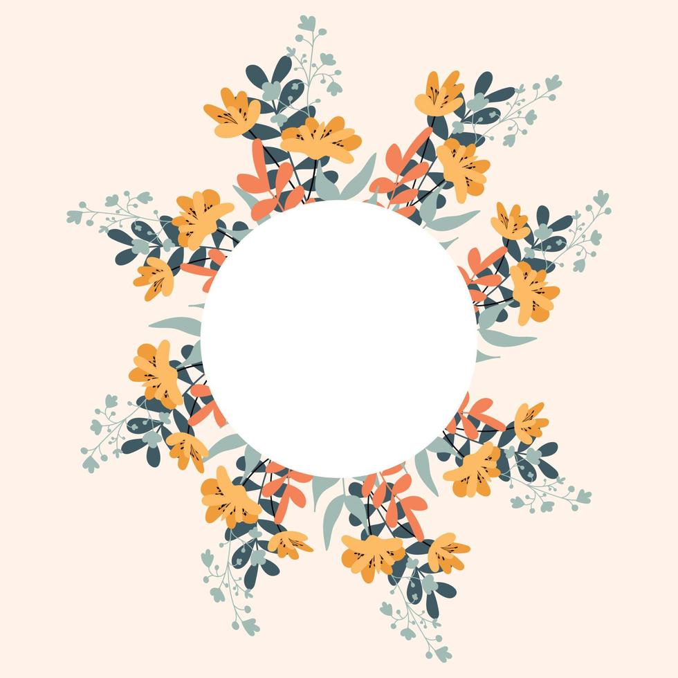 Flower circle frame with place for your text. Vector illustration