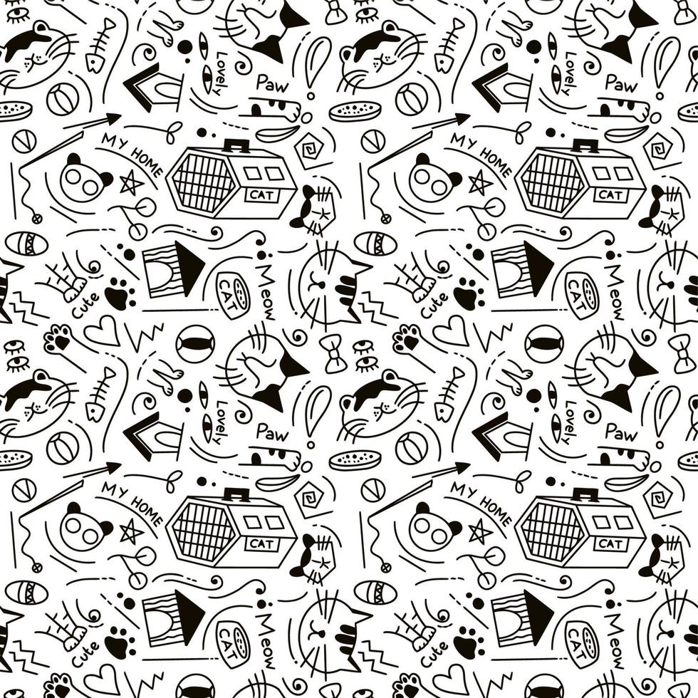 SEAMLESS PATTERN OF CUTE CAT THEME vector