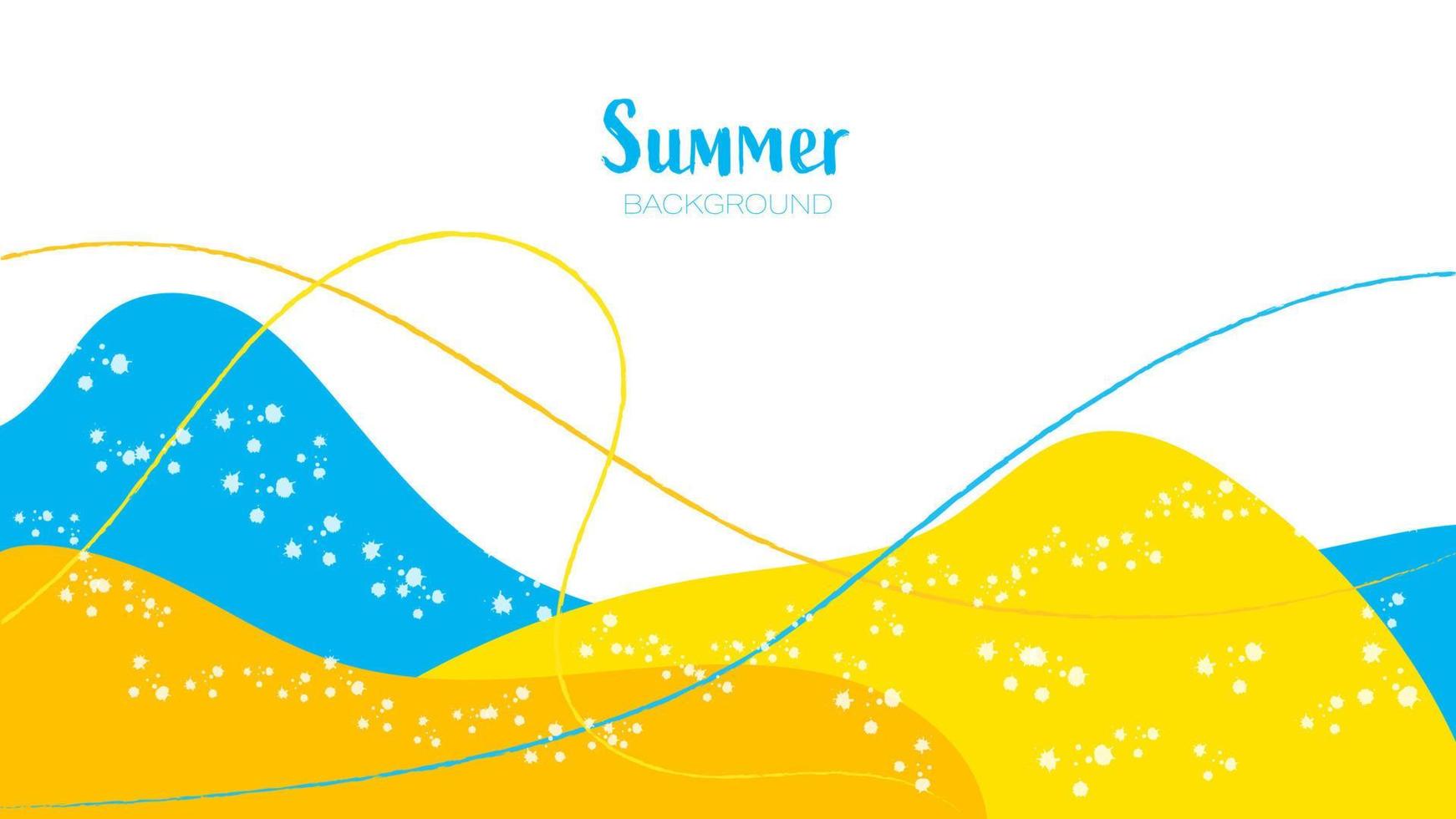 Decorative Vector Summer Background With Colorful Waves, Brush Strokes and Splashes