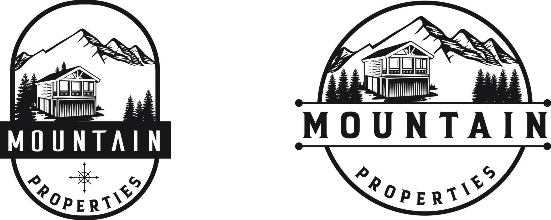 mountain cabin logo vector