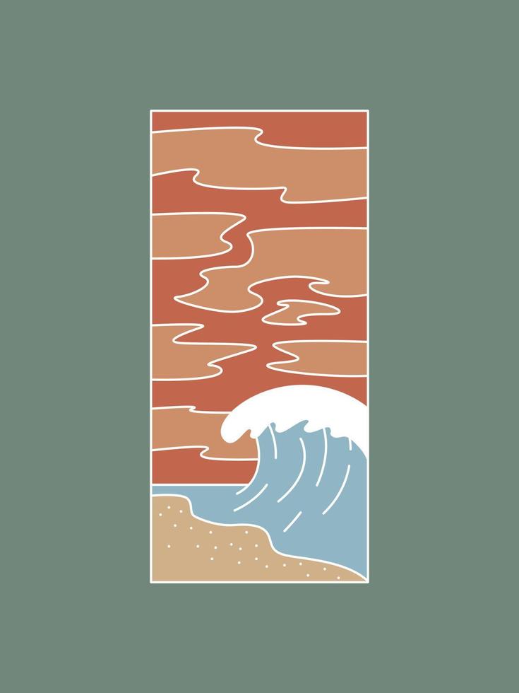 una ola en el mar. ilustración vectorial plana dibujada a mano. vector