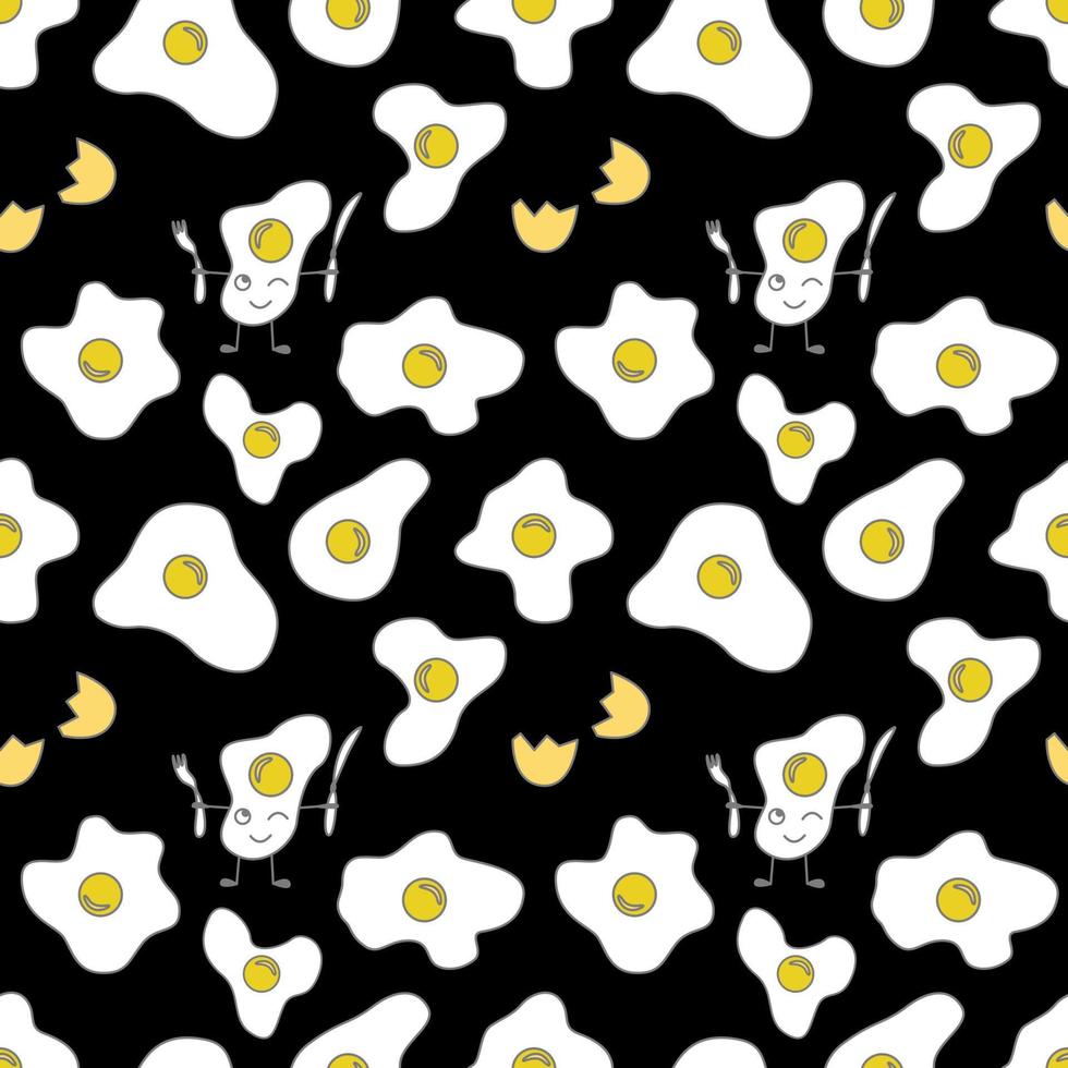Seamless Pattern With Scrambled Eggs. Children's Cute Print. vector