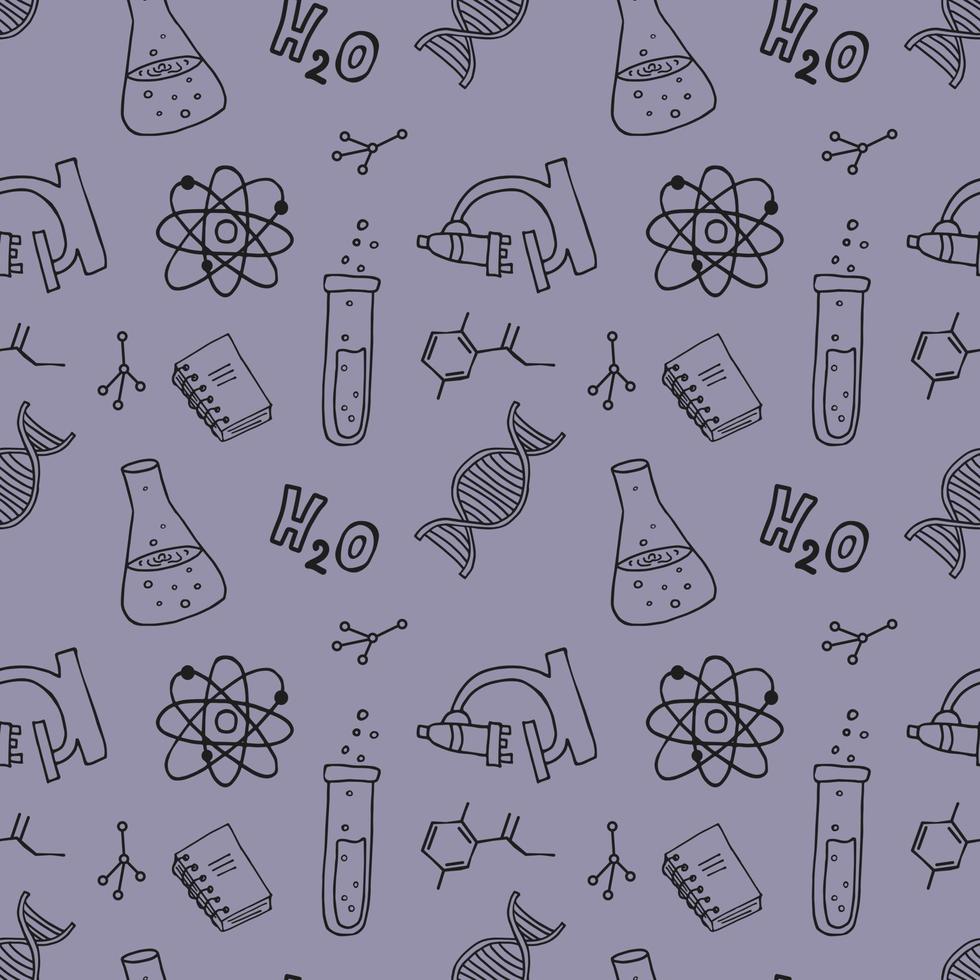 Seamless Pattern With Hand Drawn Elements On The Theme Of Science. vector