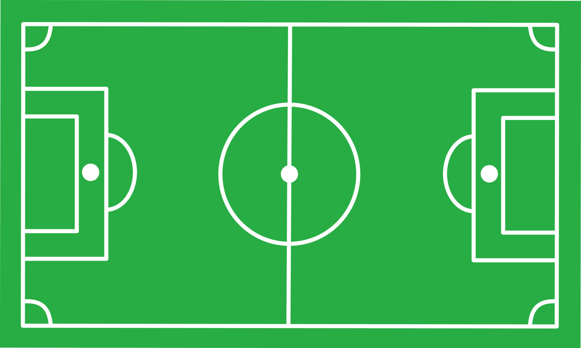 Top view of Soccer field, vector illustration. Football field with