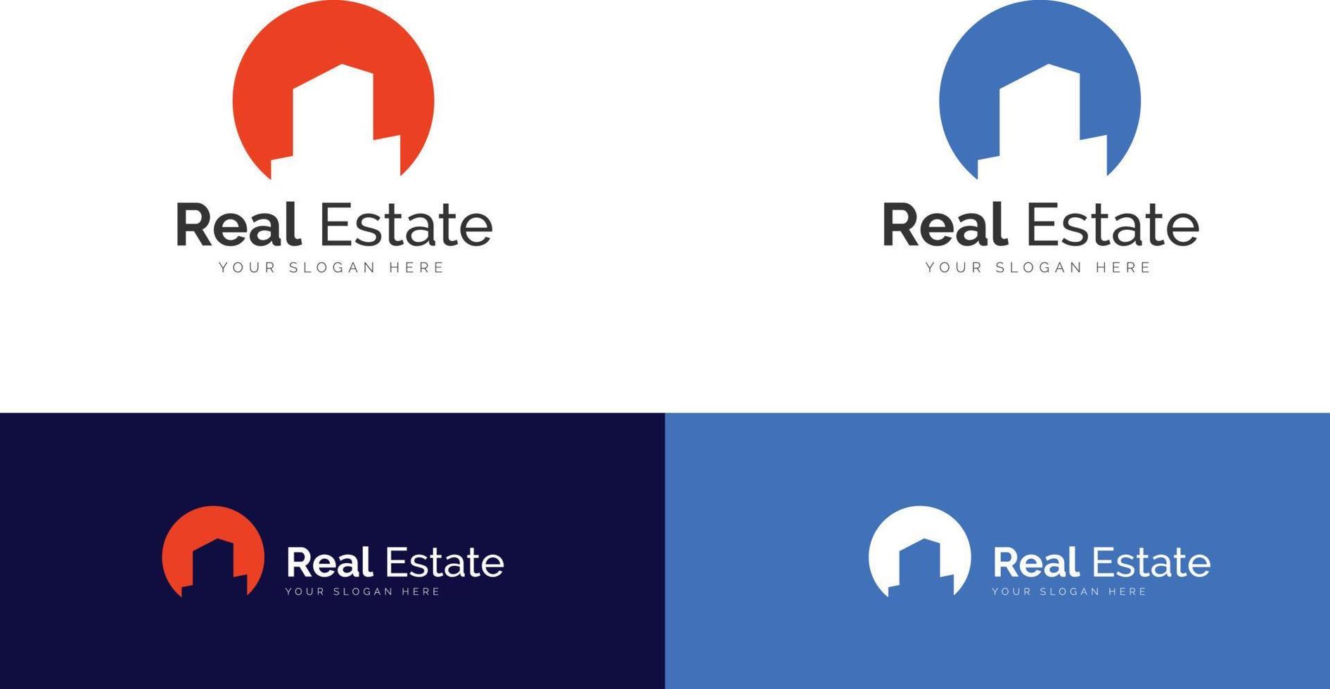 Real Estate Building Logo, Sun with Real Estate Logo vector