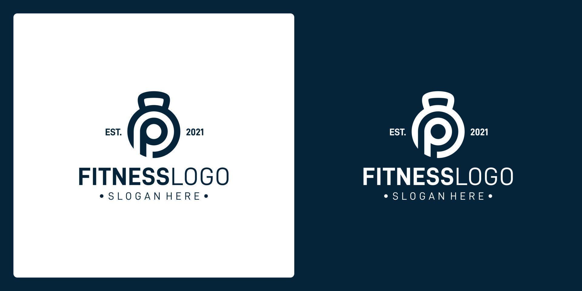 a combination of barbell logo shapes and the initial letter P. premium vector. vector