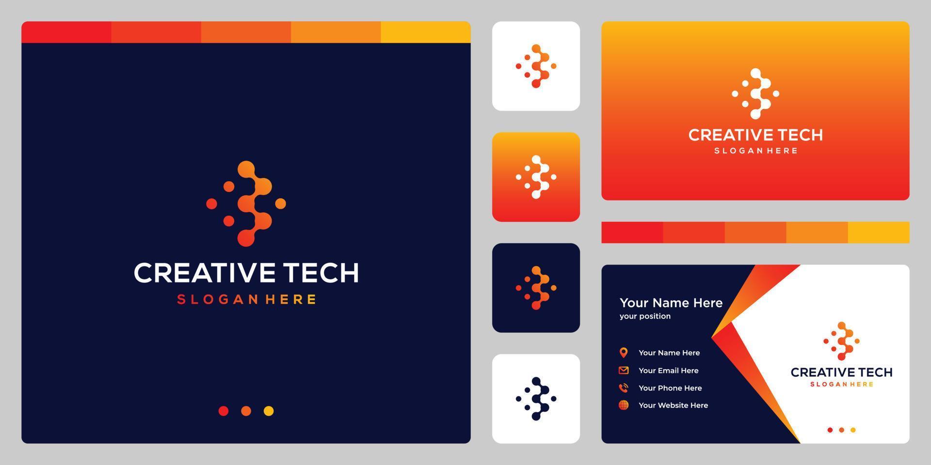 letter B with tech style and gradient color. business card. vector