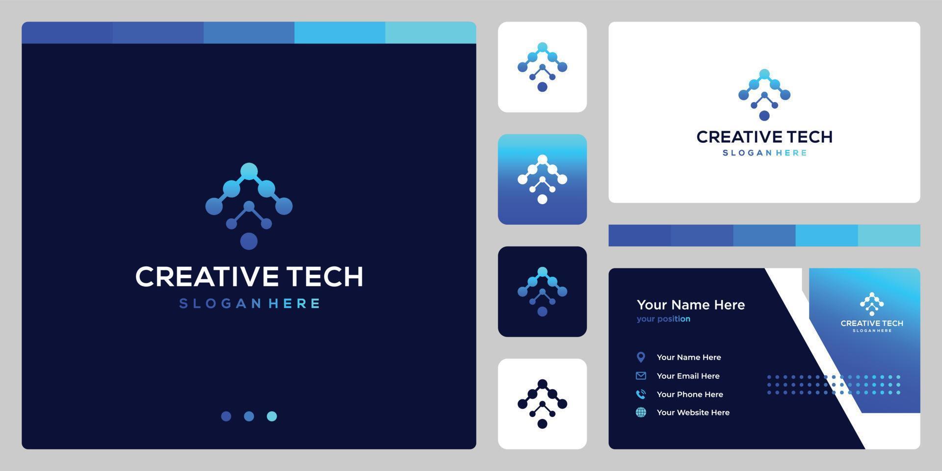 logo arrow mark with tech style and gradient color. business card. vector