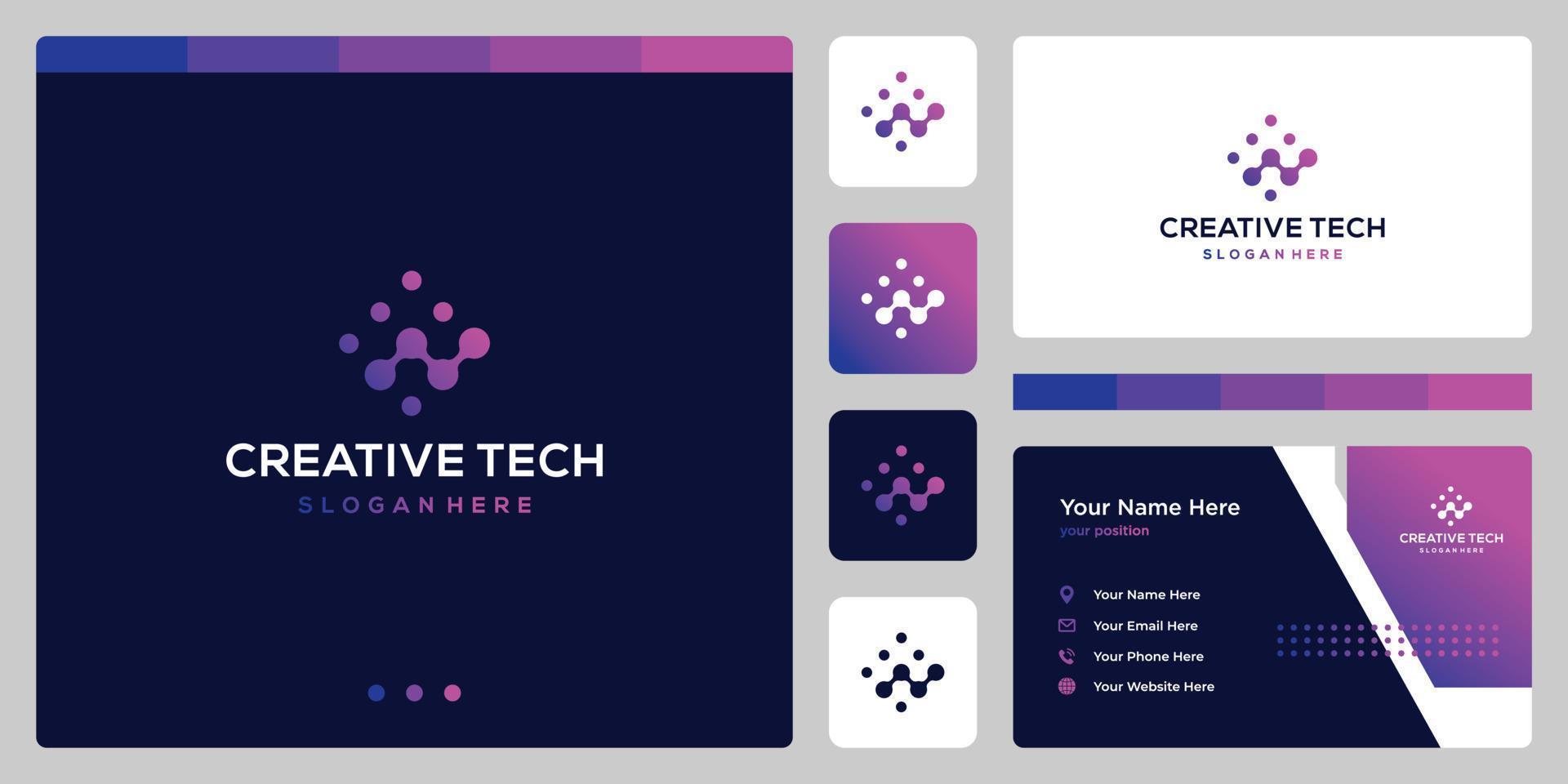 analytic logo with tech style and gradient color. business card. vector