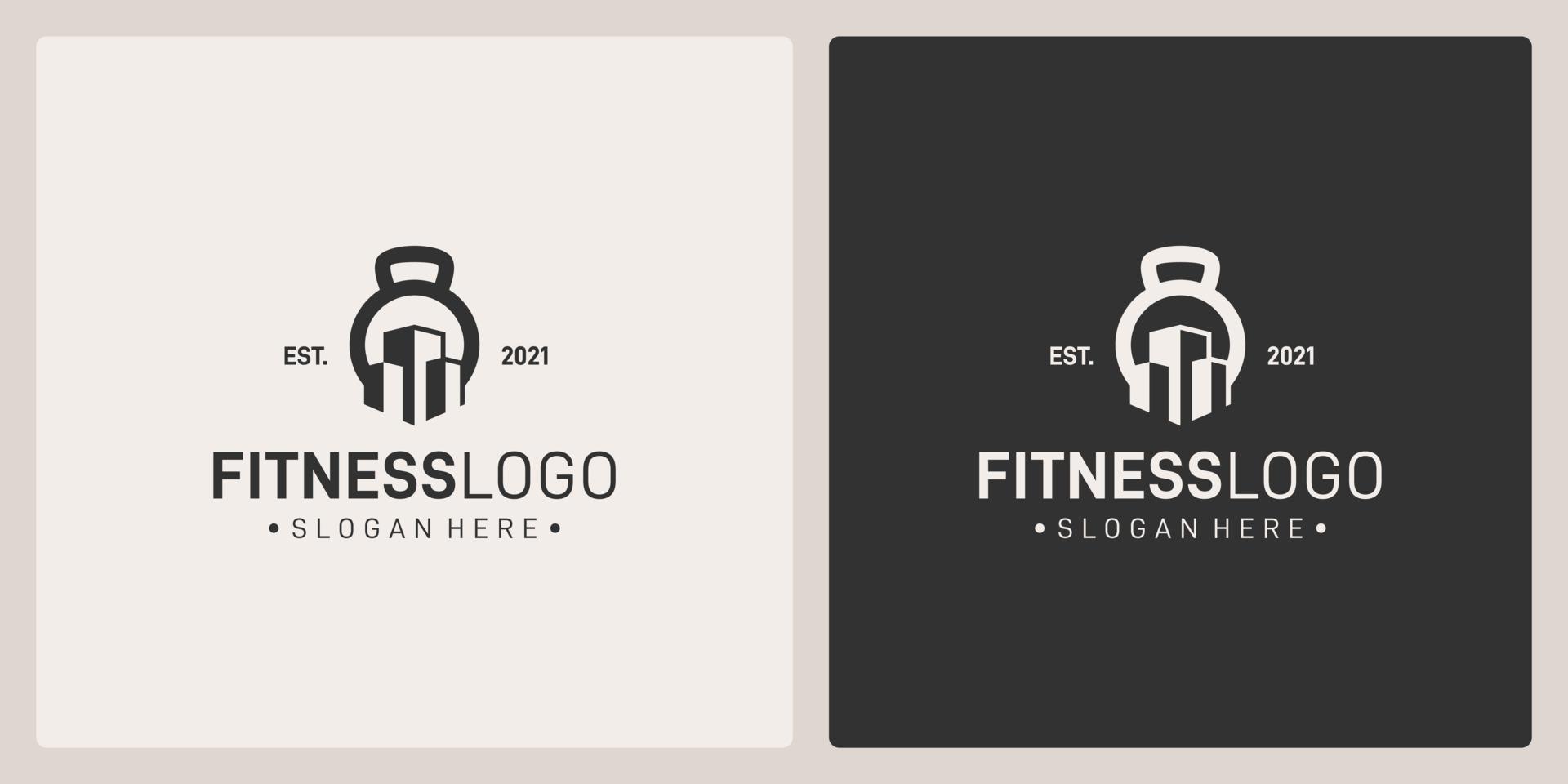 barbell logo shapes and building logos. vector premium.