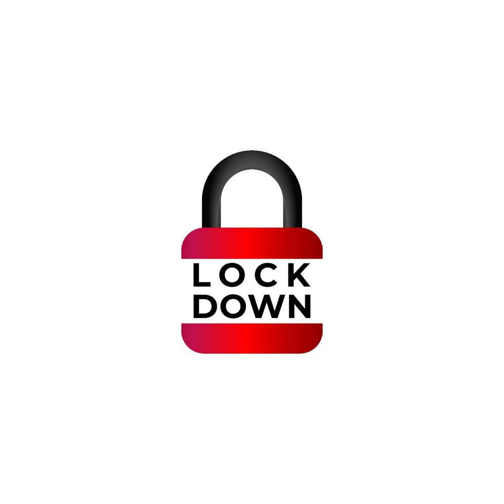 Lockdown sign illustration isolated on white background. Red padlock icon. Security logo concept. Protection design element. Lock logo template. vector