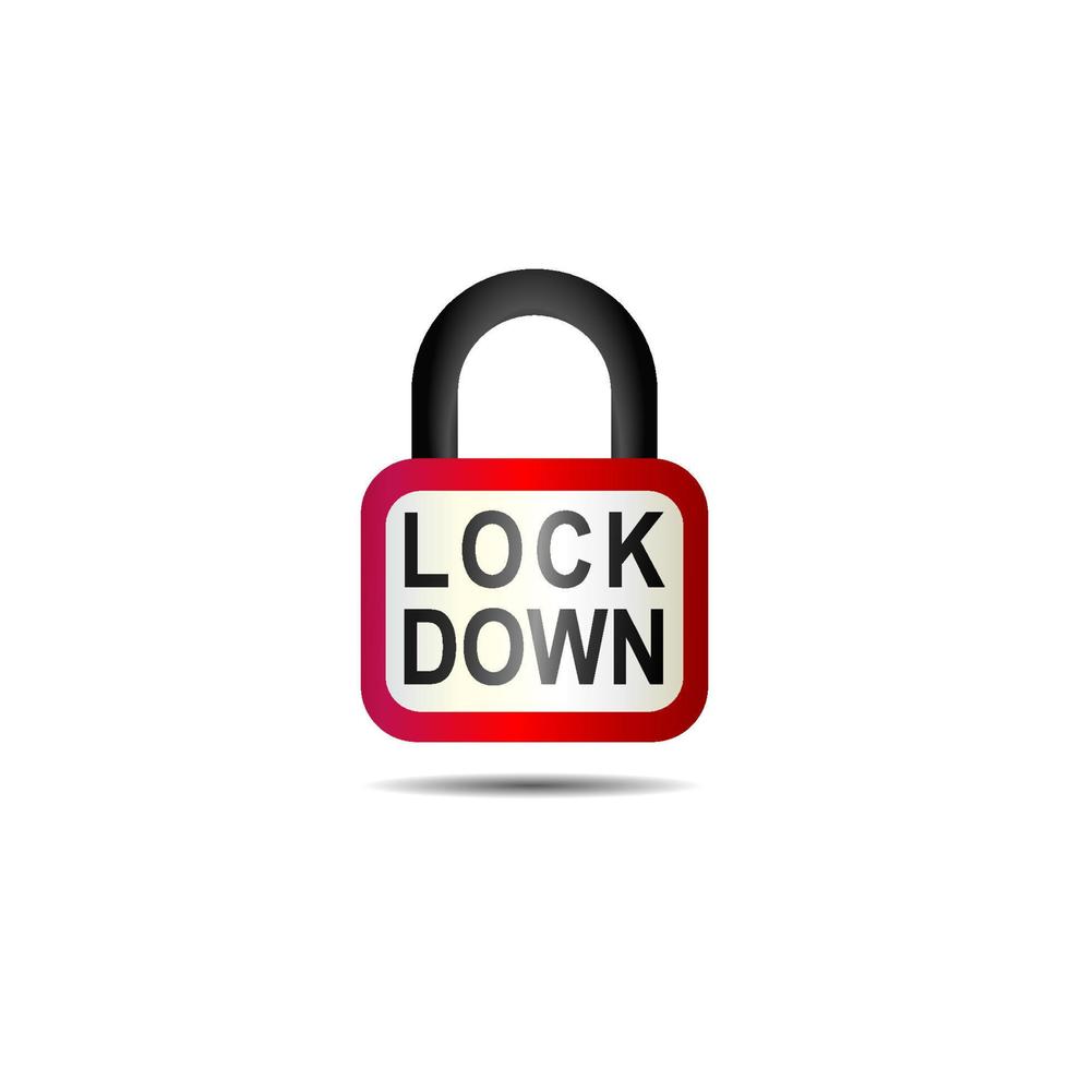 Lockdown sign illustration isolated on white background. Red padlock icon Security logo concept. Protection design element. Lock logo template vector