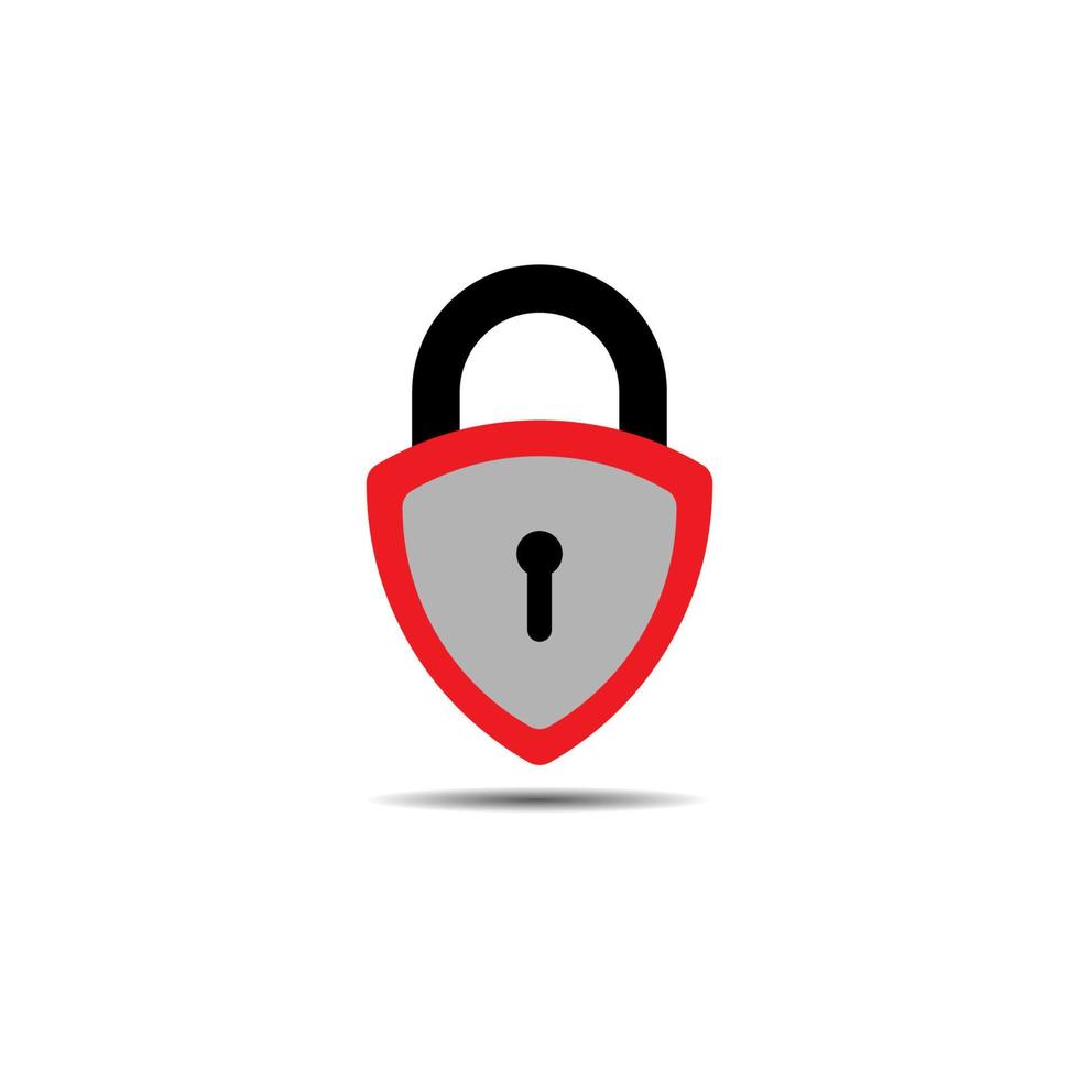 Lockdown sign illustration isolated on white background. Red Gray shield padlock shape icon. Security logo concept. Protection design element. Lock logo template vector