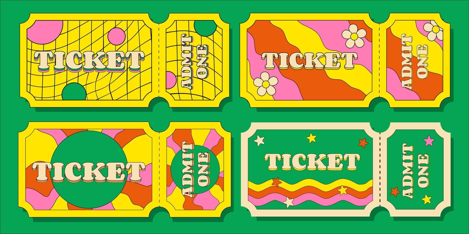 establecer entradas de colores para una persona en un estilo retro groove vector