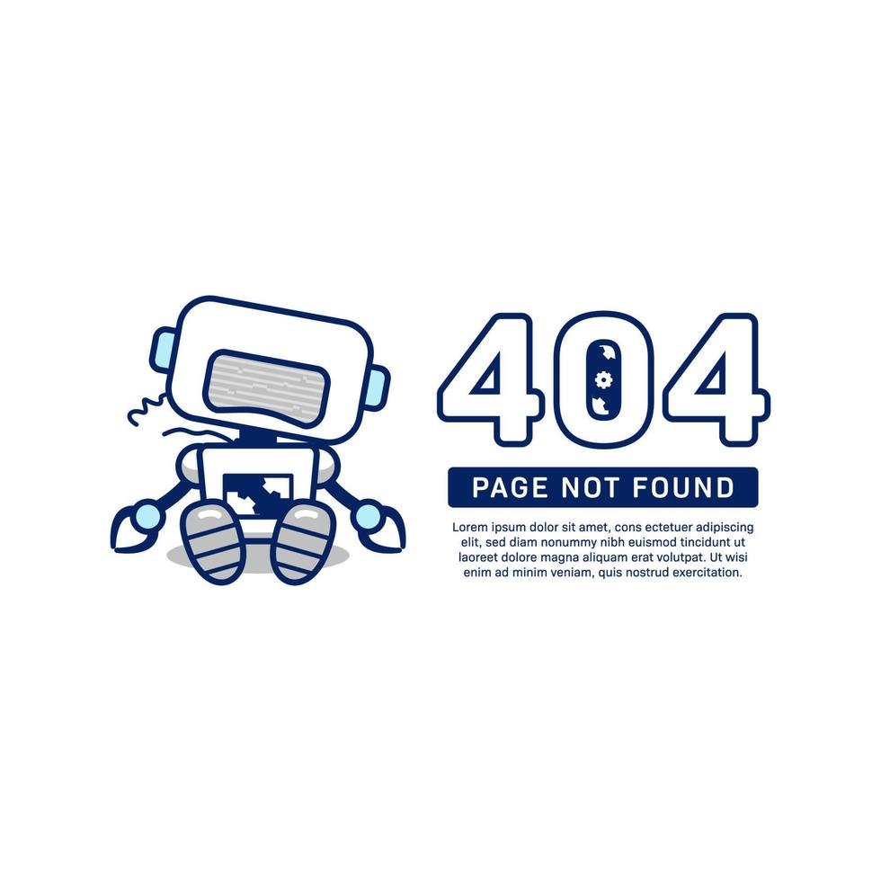 404 página no encontrada vector ilustración de robot roto para diseño de sitio web de página no disponible