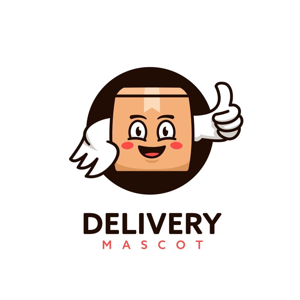 Delivery courier service package parcel box mascot logo icon illustration vector