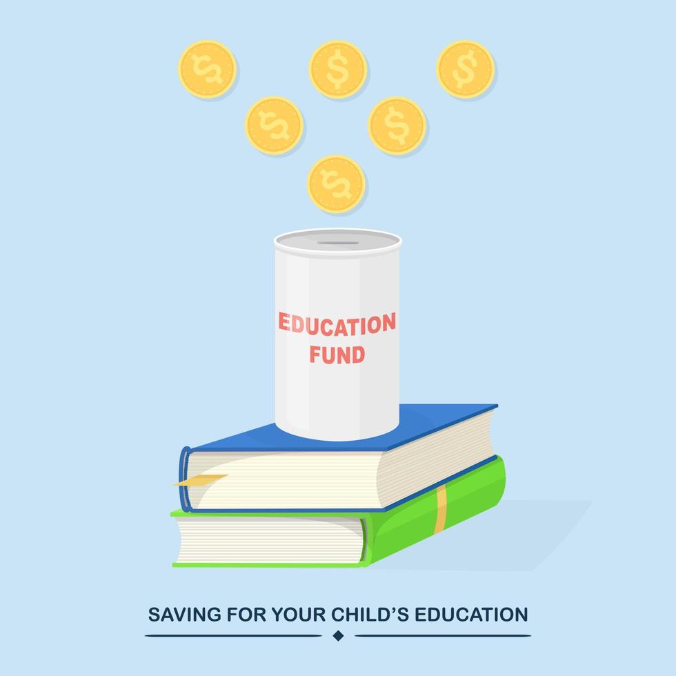 Investing money into education fund. Vector design